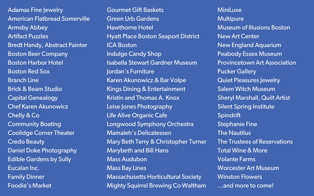 Silent auction sponsors