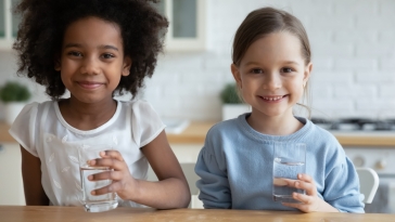 girls drinking water