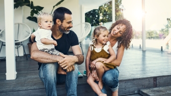family on porch