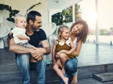 family on porch