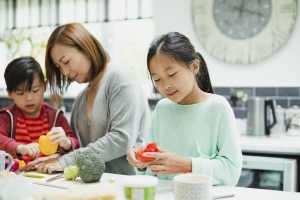 asian family in kitchen